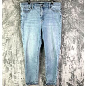 Lauren Ralph Lauren Premier Straight Cropped Jean Size 14 Light Wash Raw Hem